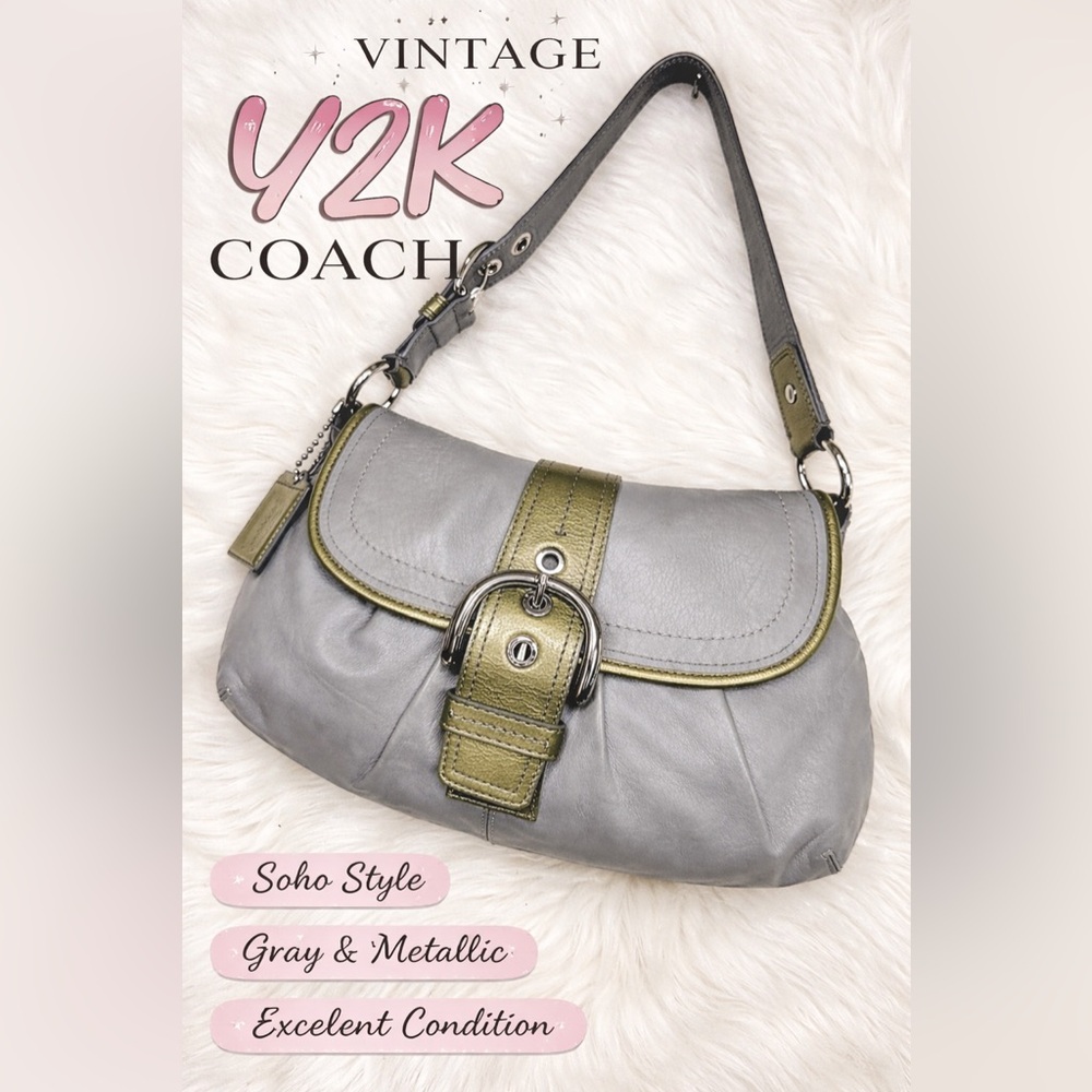 Vintage Y2K Leather Coach Soho Flap Buckle Shoulder Bag